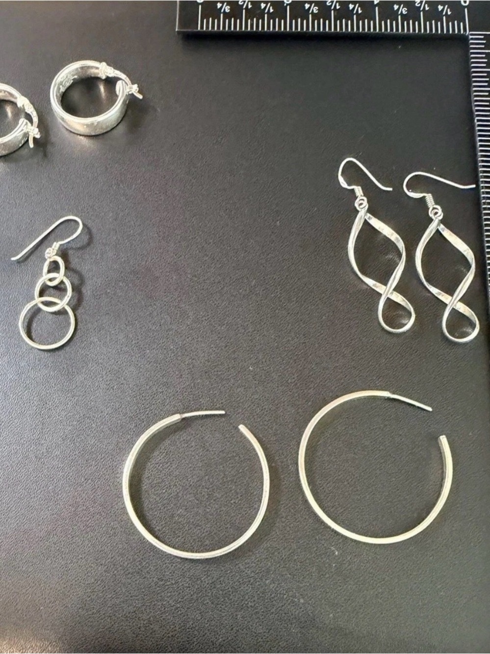 Sterling Silver Hoop and Dangle Earring Set - Sterling Silver